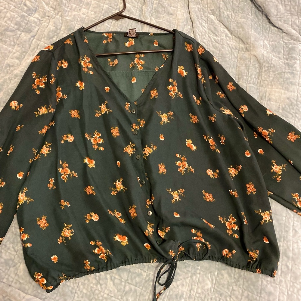 Plus Size Sheer Button Top